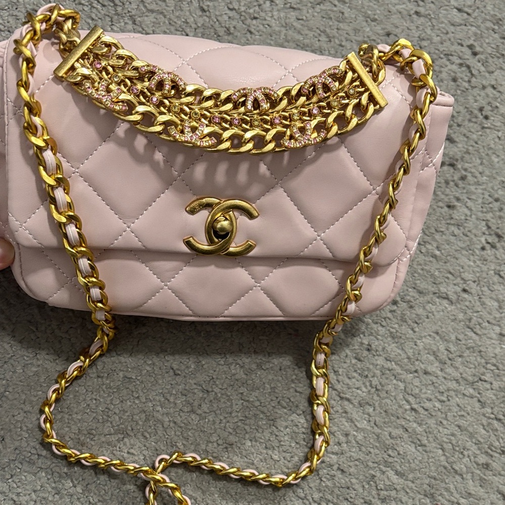 Chanel Beauty Light Pink Quilted Crossbody Bag